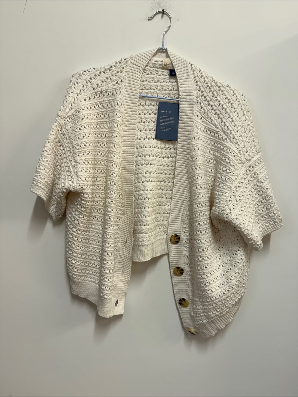 Universal Cream Open-Knit Short Sleeve Cardigan